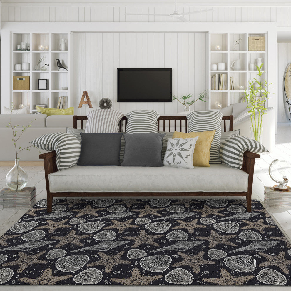 Indoor/Outdoor Seabreeze SZ4 Black Machine Washable 8' x 10' Rug