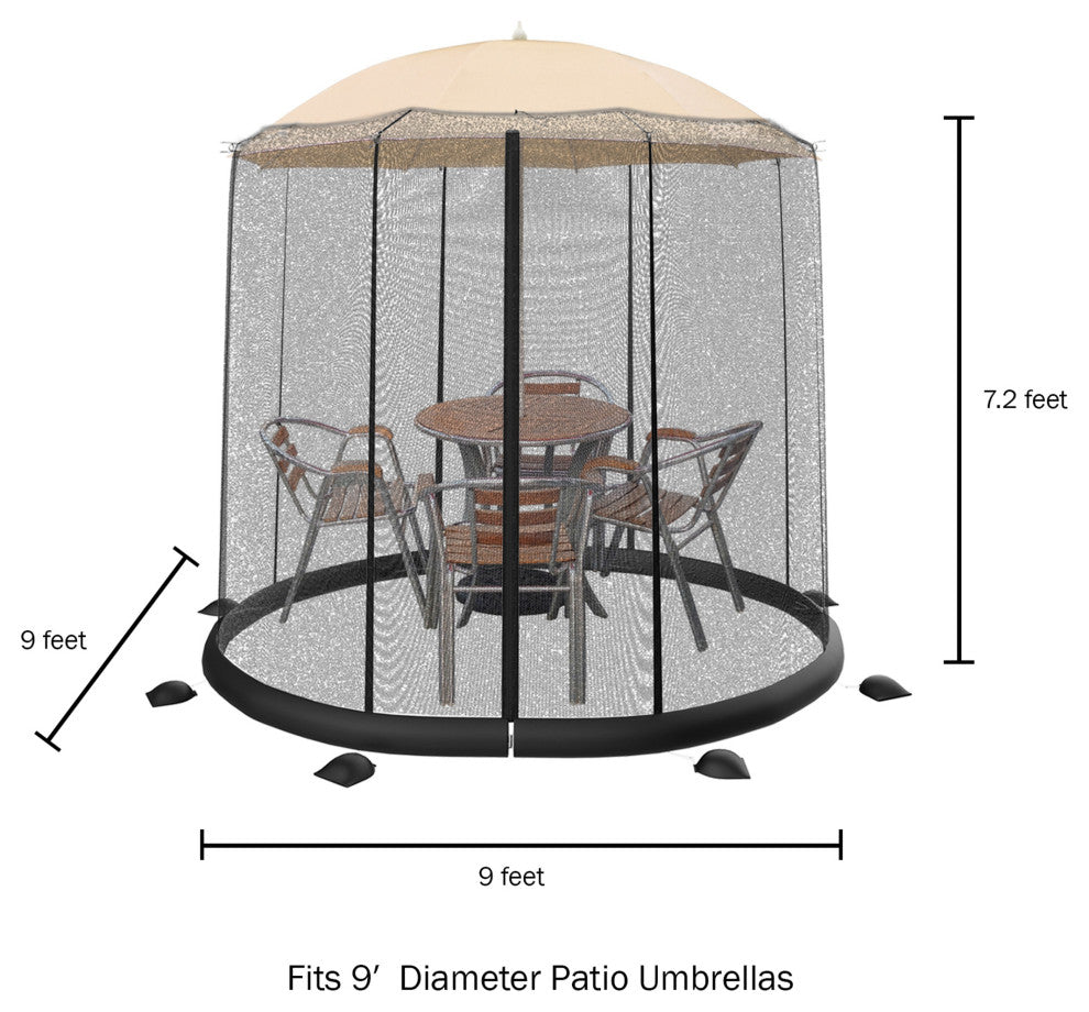Patio Umbrella Mosquito Net Bug Screen to Keep Out Insects, 9ft