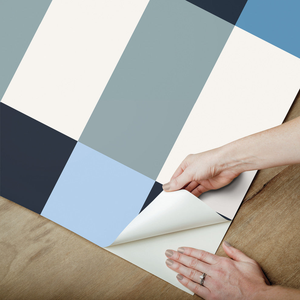 Emily Rayna Blue Framework Peel and Stick Wallpaper