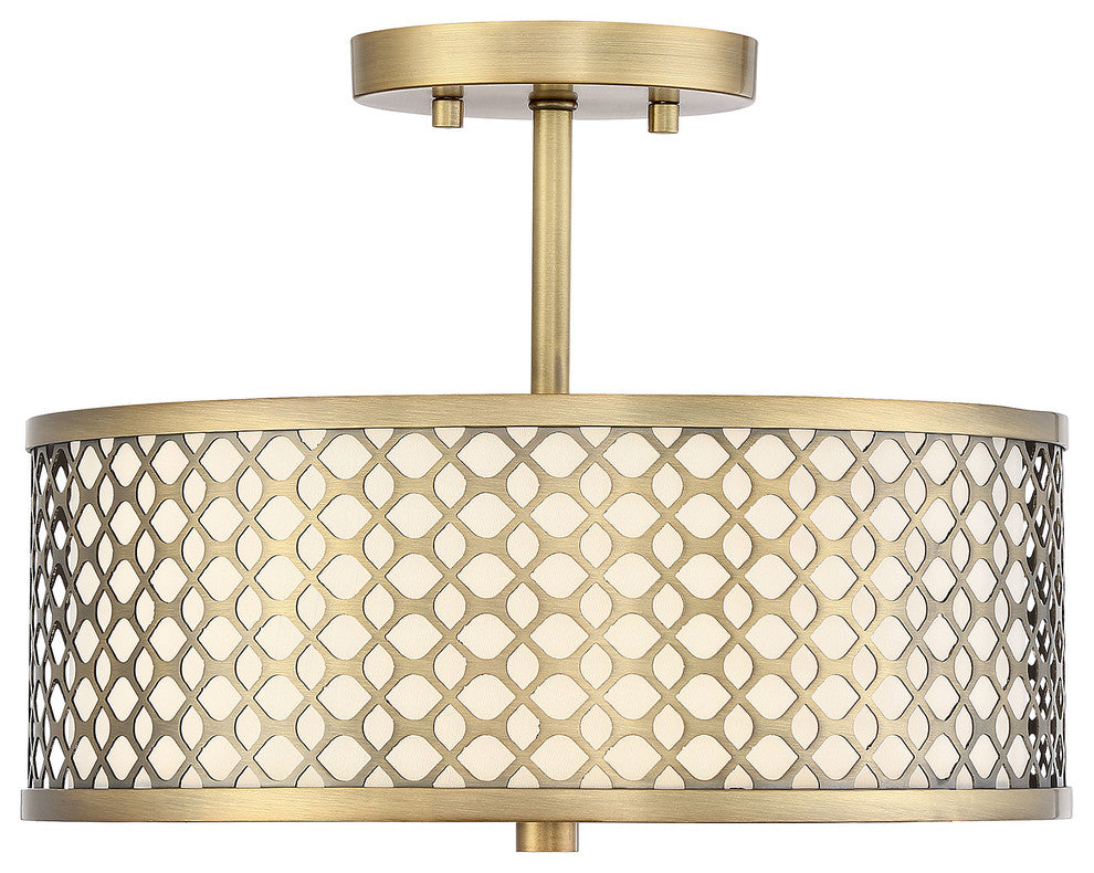 2-Light Semi-Flush Mount, Natural Brass
