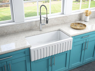 LaToscana Reversible, Fluted/Smooth Fireclay Sink, White, 33"