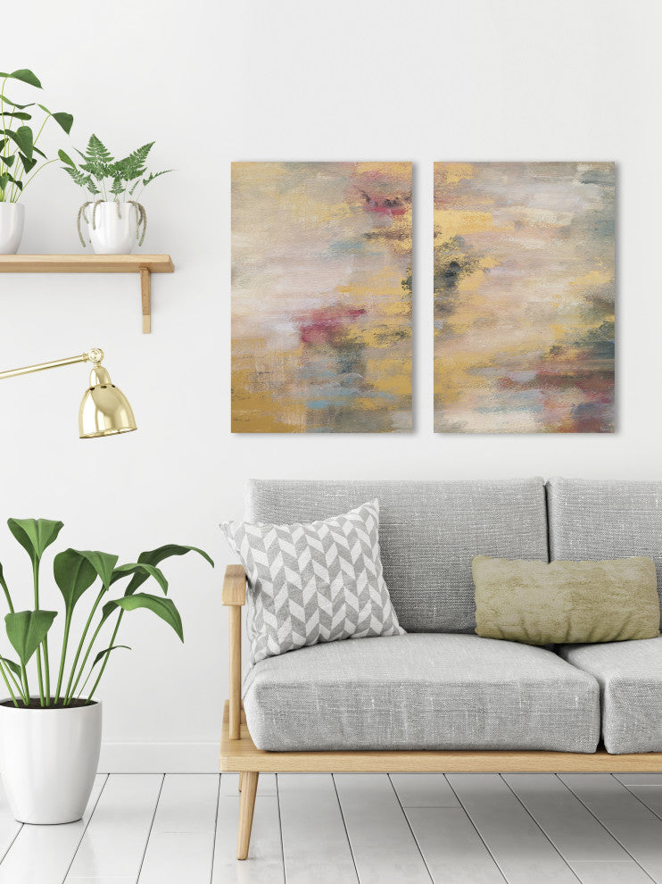 Yellow Streaks Diptych, 48"x36"