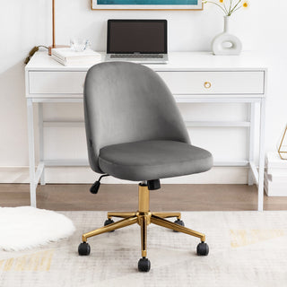 Chic Minimalist Desk Chair, Grey-Velvet