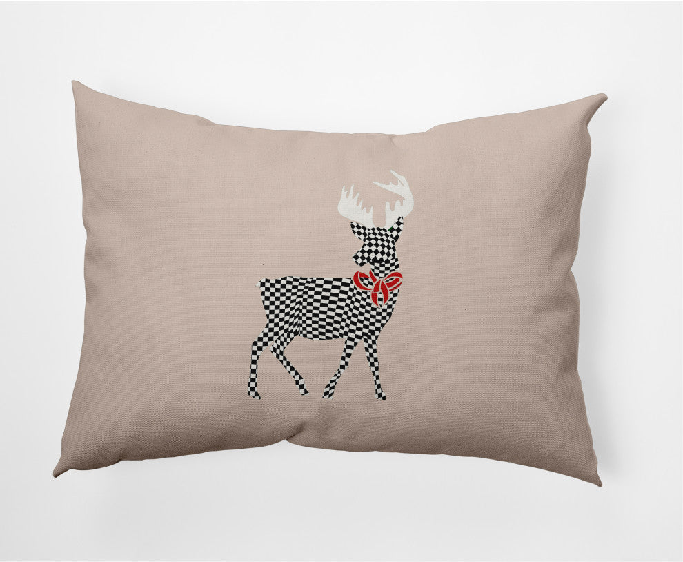 Merry Deer Decorative Throw Pillow, Taupe, 14"x20"