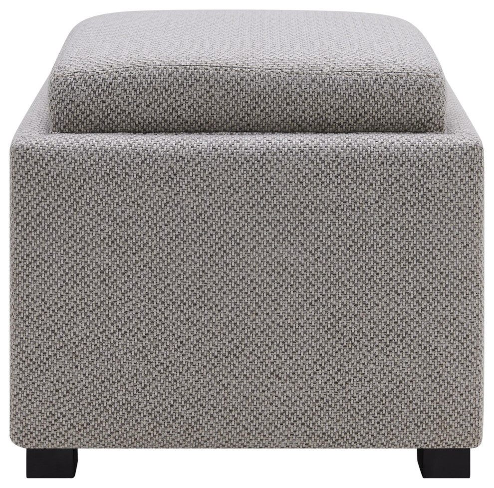 Cameron Square Storage Ottoman w/ tray, Cardiff Gray, Fabric