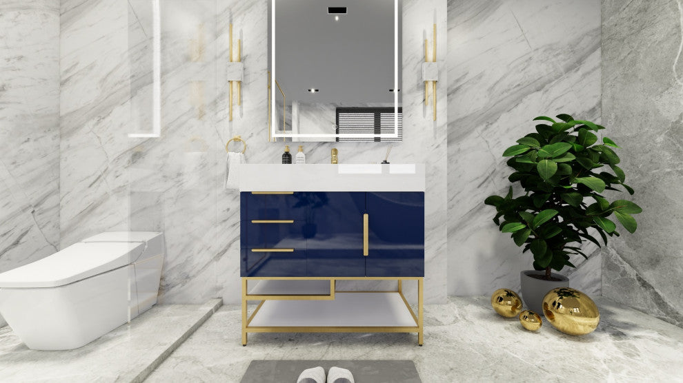 Madison 36" Freestanding Vanity With Reinforced Acrylic Sink, High Gloss Blue