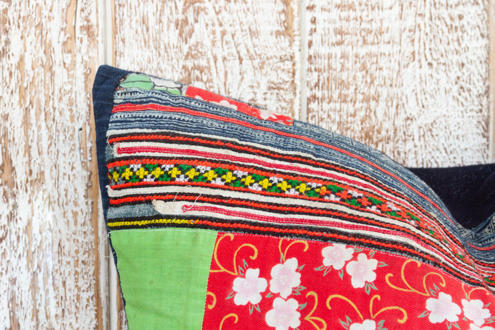 Large Antique Hmong Patch Pillow