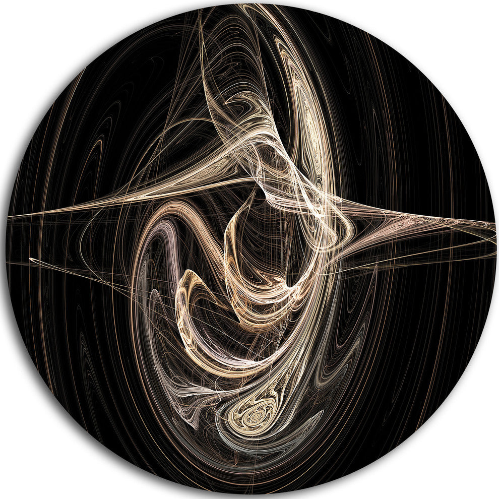 White Abstract Fractal Design In Black, Abstract Disc Artwork, 36"
