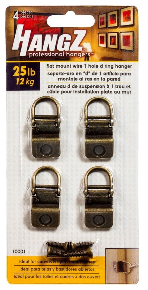 HangZ 25lb. Canvas Flat Wire 1 Hole D Ring, 50-Pack