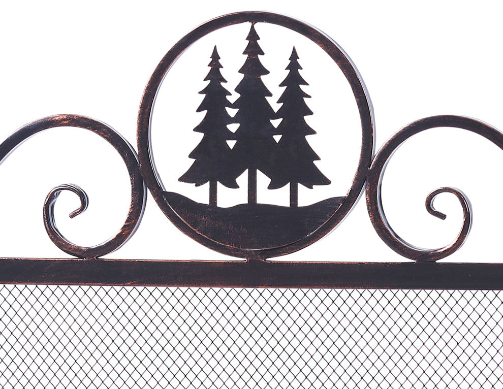 Three Panel Foldable Iron Fireplace Screen