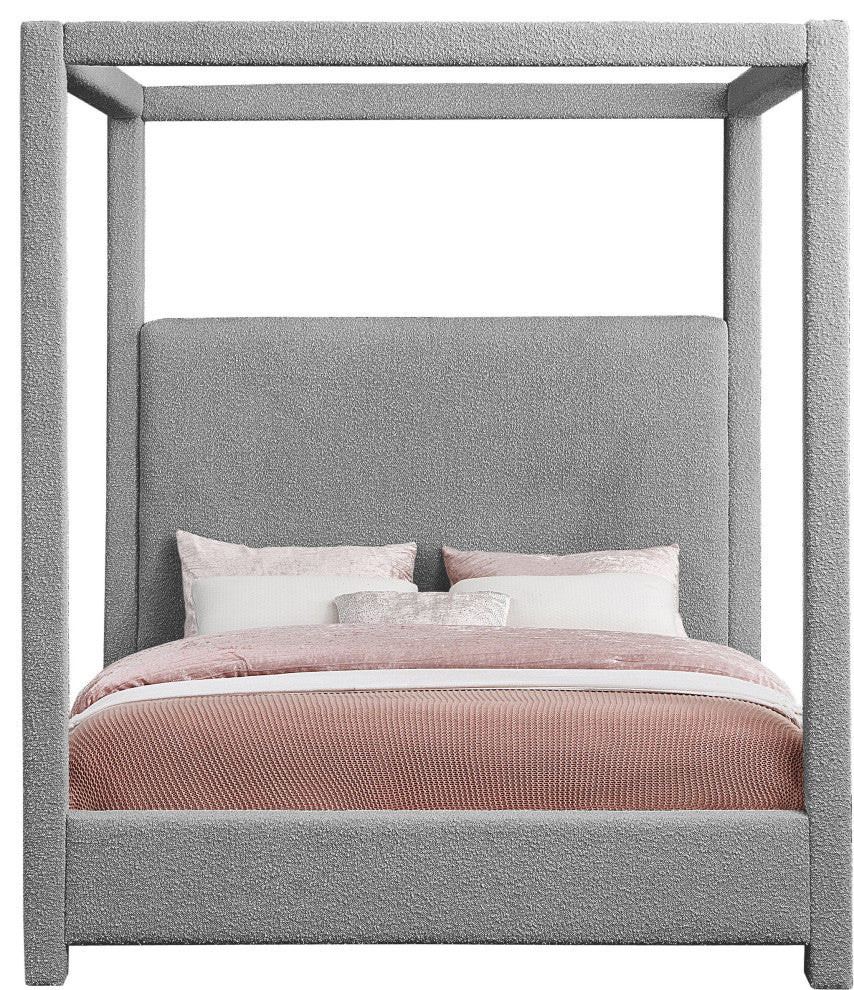 Eden Boucle Fabric Upholstered Bed, Gray, King
