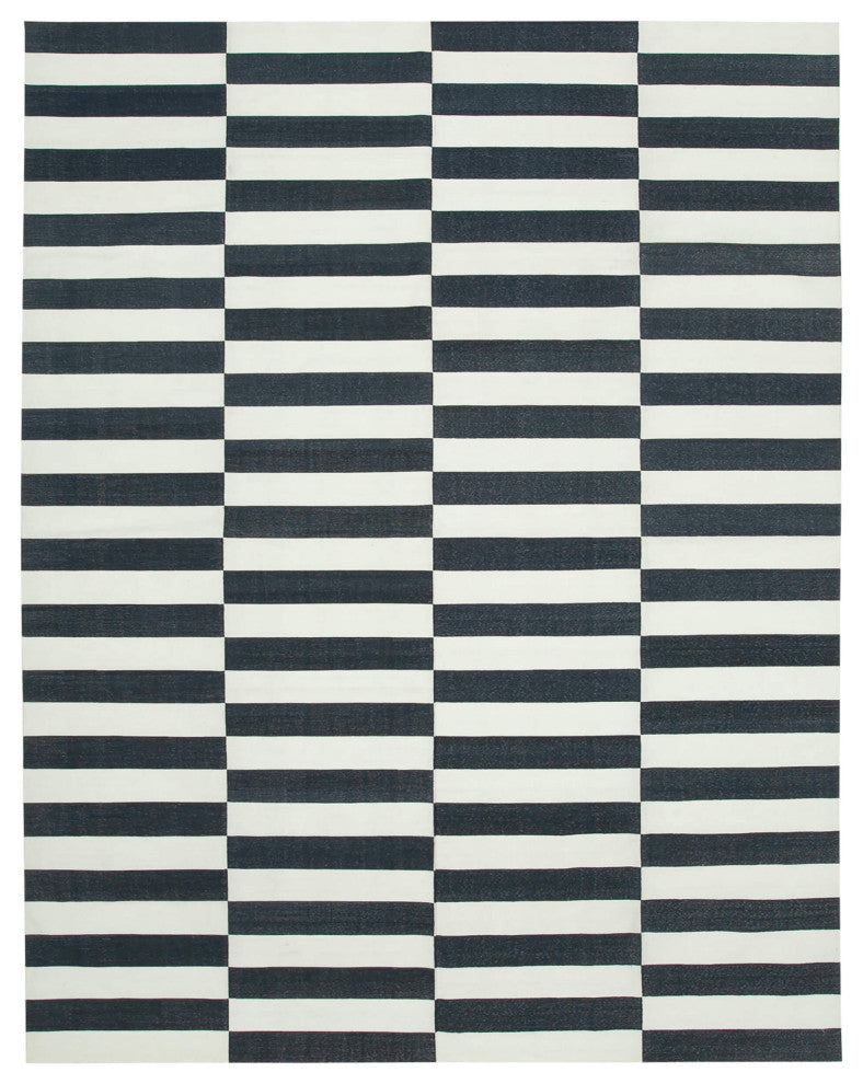 Rug N Carpet - Handmade Wool 9' 1'' x 11' 10'' Geometric Dhurrie Kilim Rug