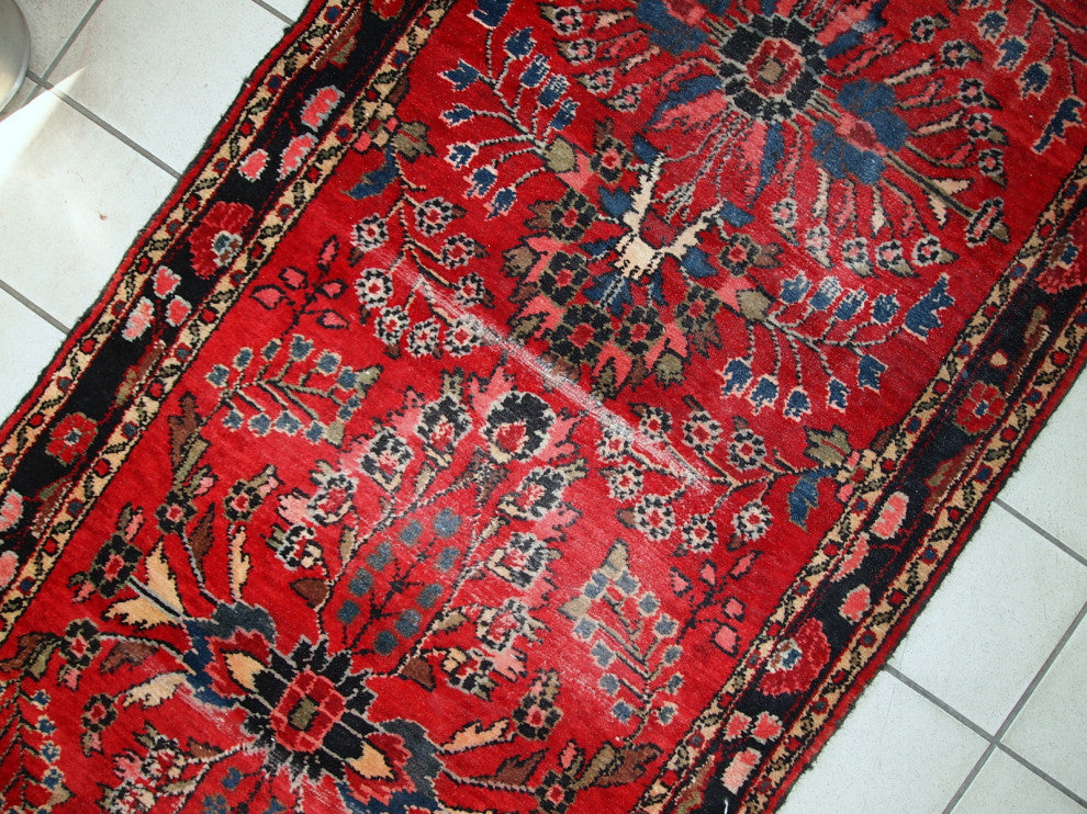 Handmade antique Persian Lilihan runner 2.7' x 23.3' (84cm x 712cm) 1910s