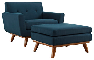 Engage 2 Piece Armchair and Ottoman - Azure