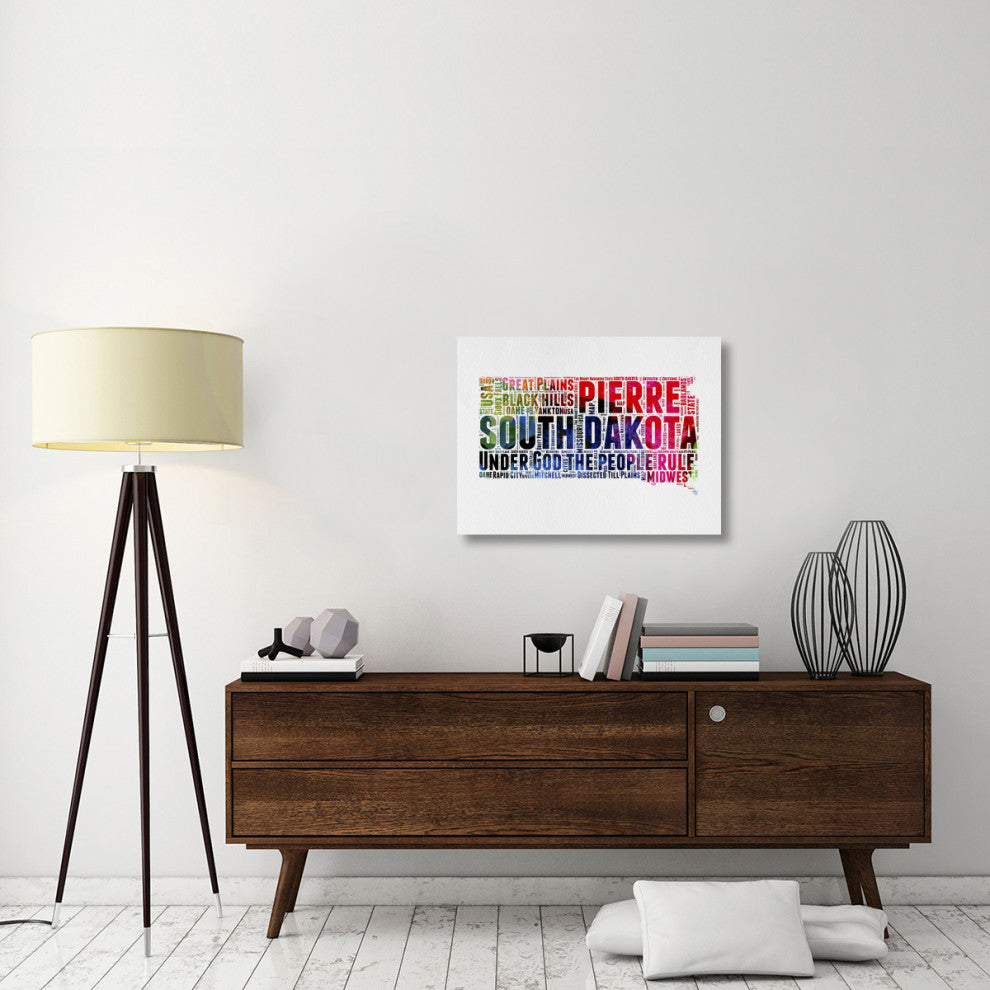 "South Dakota Watercolor Word Cloud" Fine Art Print