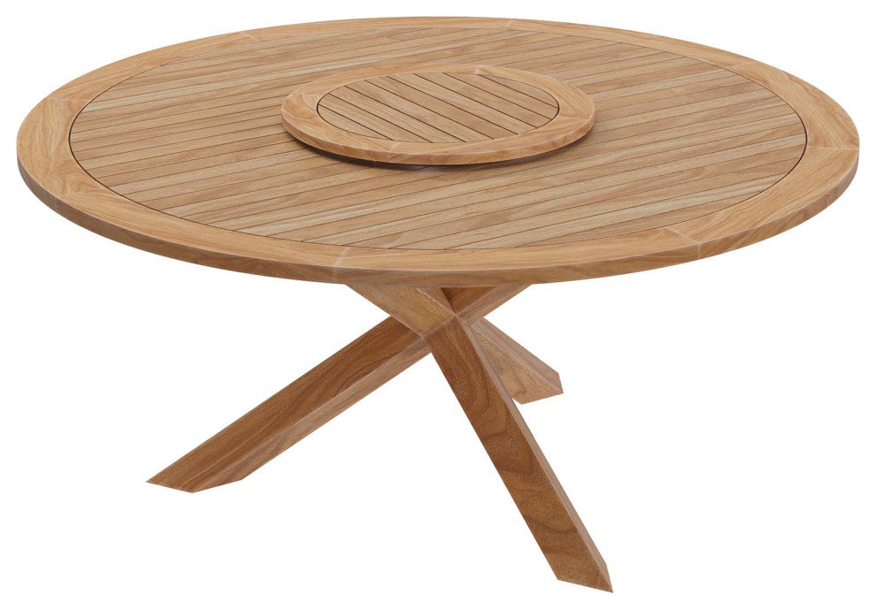 Wellspring 63" Outdoor Patio Teak Wood Dining Table, Natural