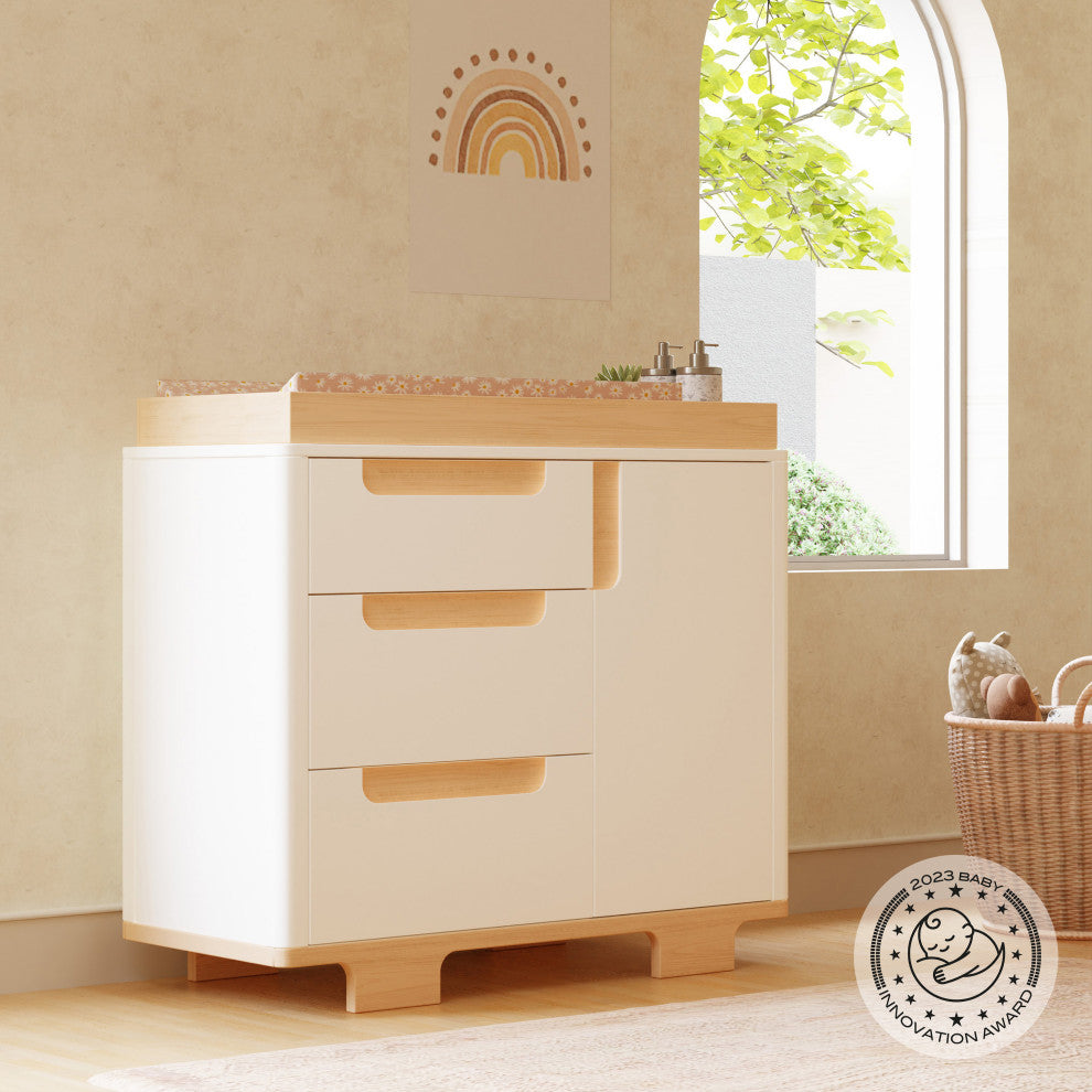 Yuzu 3-Drawer Changer Dresser, White Natural
