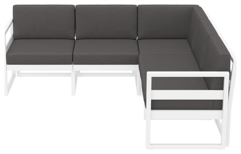 Mykonos Corner 5-Person Sectional Set White, Acrylic Fabric Charcoal Cushion