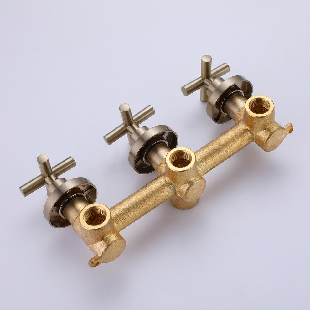 Luxury Wall Mounted Complete Shower System with Rough-in Valve, Brushed Gold