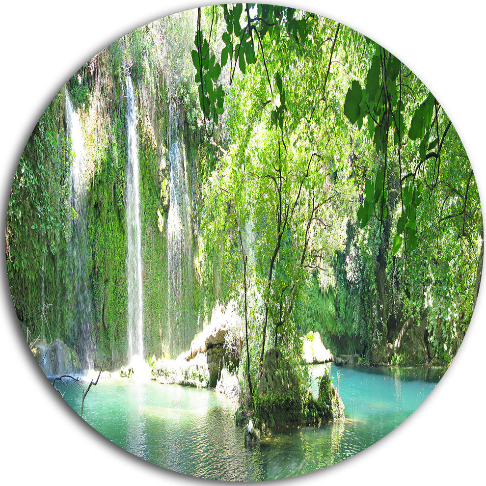 Kursunlu Waterfalls Antalya, Landscape Photo Round Metal Wall Art, 36"