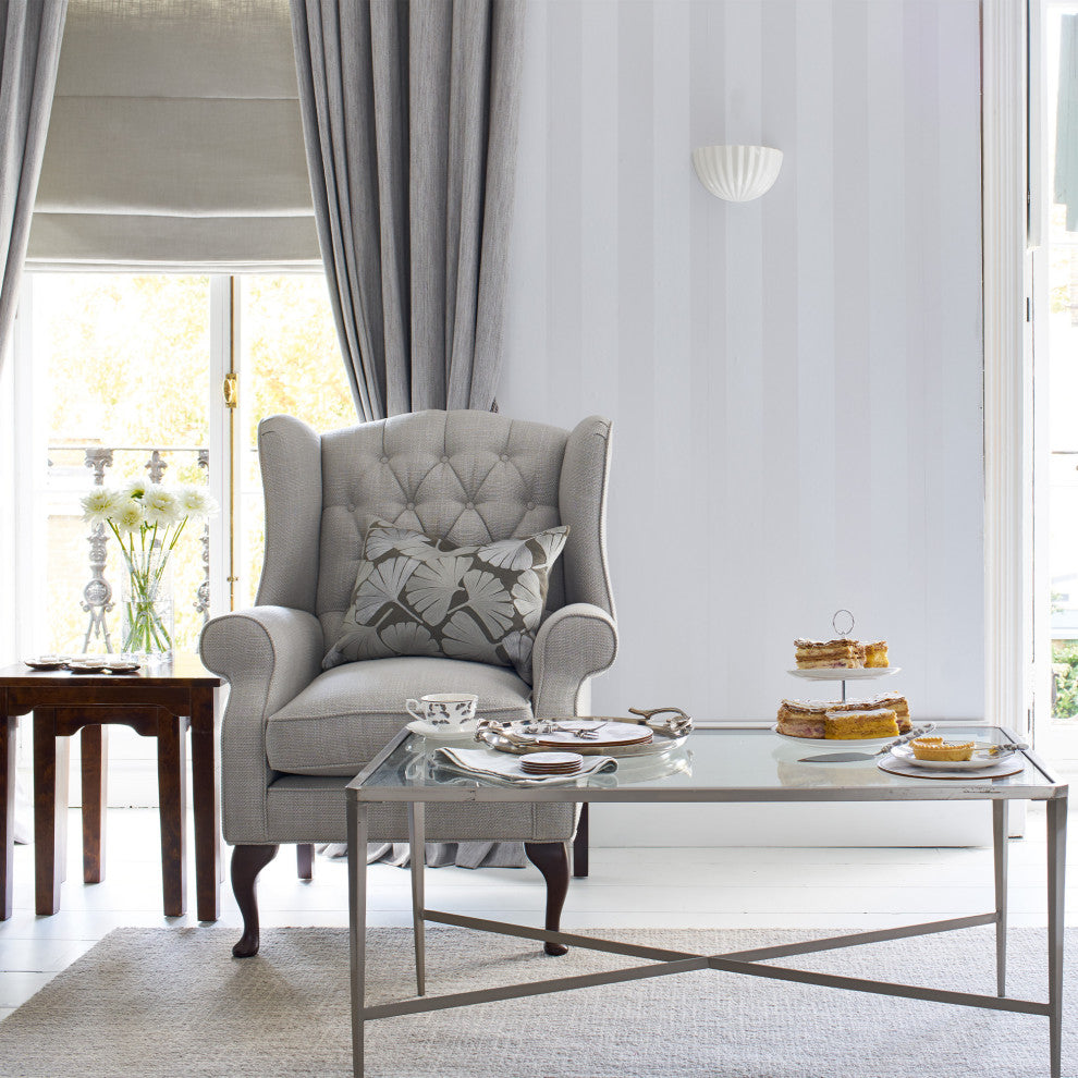 Laura Ashley Lille Pearlescent Stripe Wallpaper, Silver