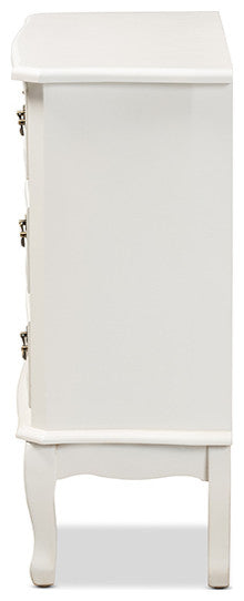 Gabrielle French Country Provincial White-Finished 3-Drawer Wood Storage Cabinet