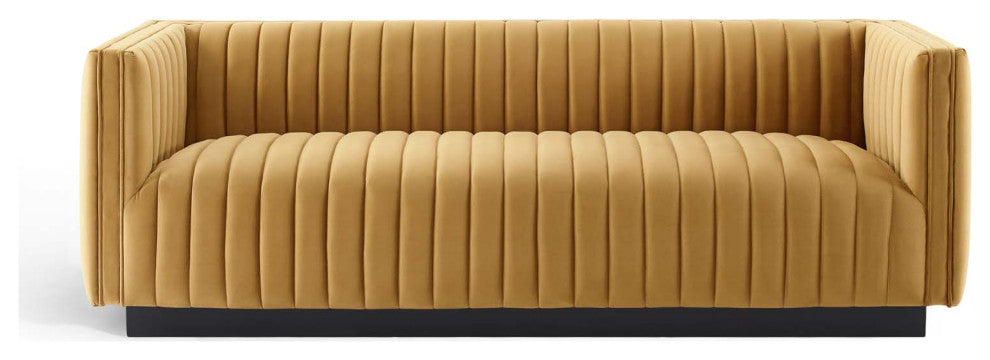 Tufted Sofa, Velvet, Brown, Modern, Living Lounge Room Hotel Lobby Hospitality