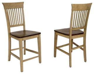 3-Piece 36" Round Pub Table Set With Fancy Slat Stools, Counter Height Dining