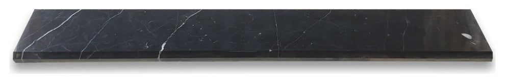 Nero Marquina Black Marble 6x36 Saddle Threshold Beveled Tile Honed, 1 piece