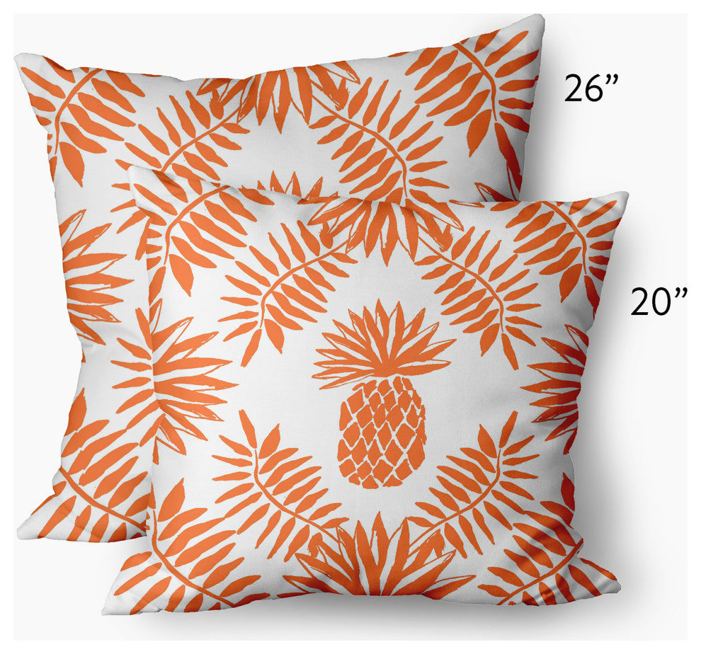 Pineapple Leaves Decorative Throw Pillow, Orange, 20"x20"