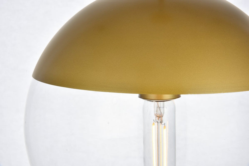 Elsa 1-Light Brass Plug-In Pendant With Clear Glass