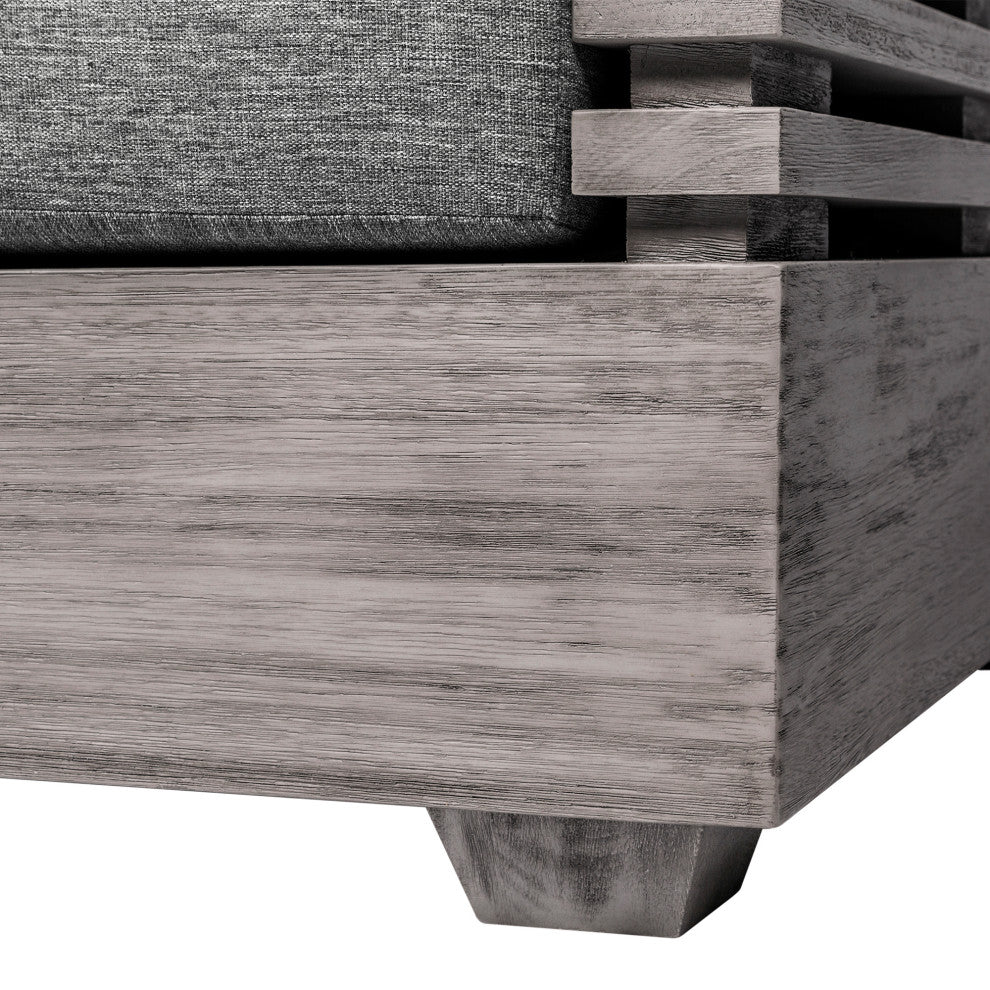 Vivid Outdoor Patio Sofa, Gray Eucalyptus Wood With Gray Olefin Cushions