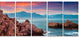 "Sunrise on Barbor Milazzo Panorama" Landscape Wall Art, 5 Panels, 60"x28"
