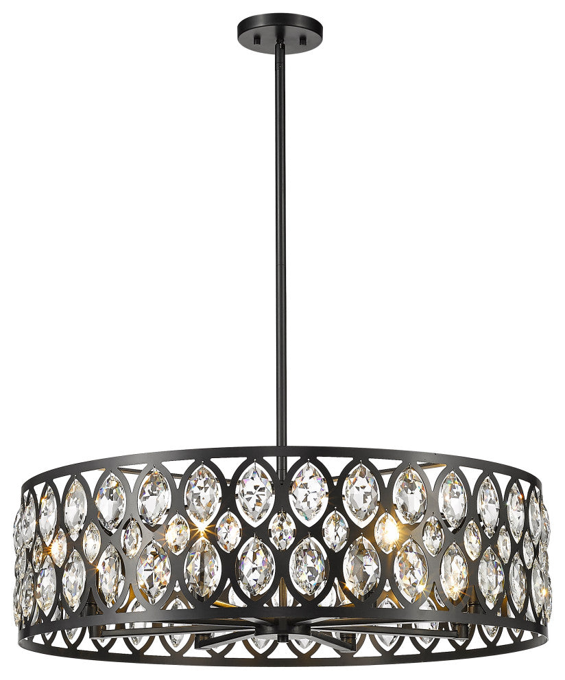 Dealey Eight Light Chandelier, Matte Black