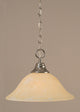 Chain Hung Pendant In Chrome, 12" Amber Marble Glass