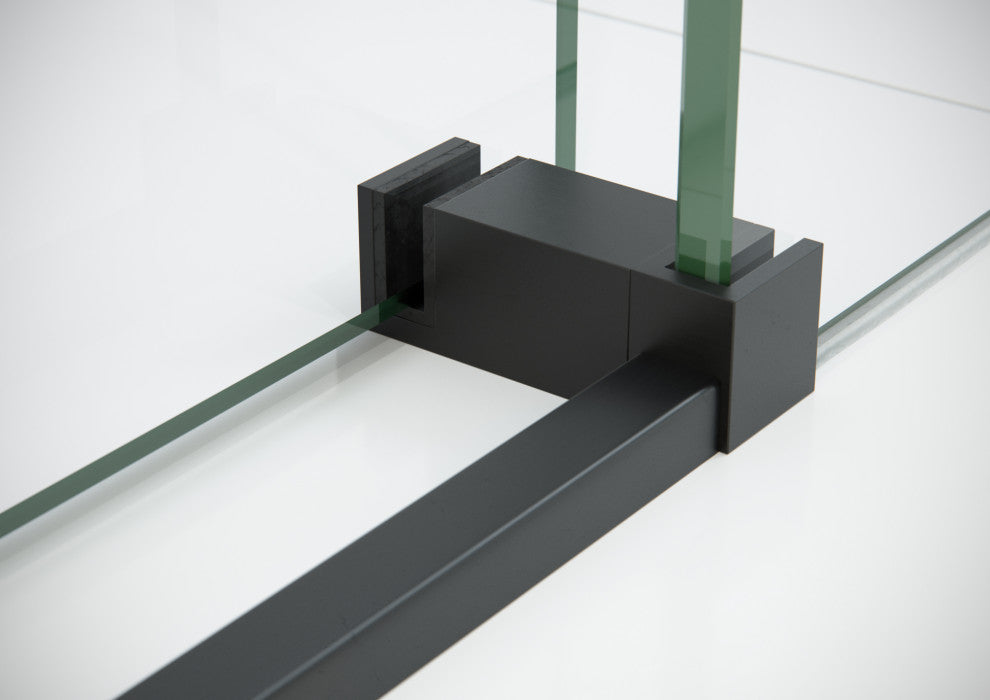 48"-52"x32"x78" Frameless Sliding Shower Door With Return Panel, Matte Black