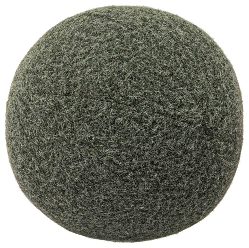 Boba Round Pillow, Green Long Mohair, 14"