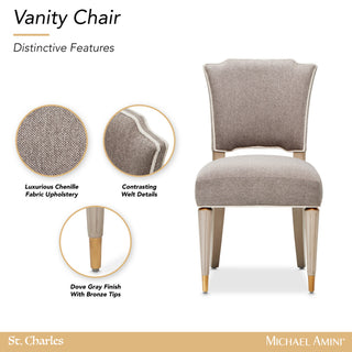 St. Charles Chenille Vanity Chair, Dove Gray