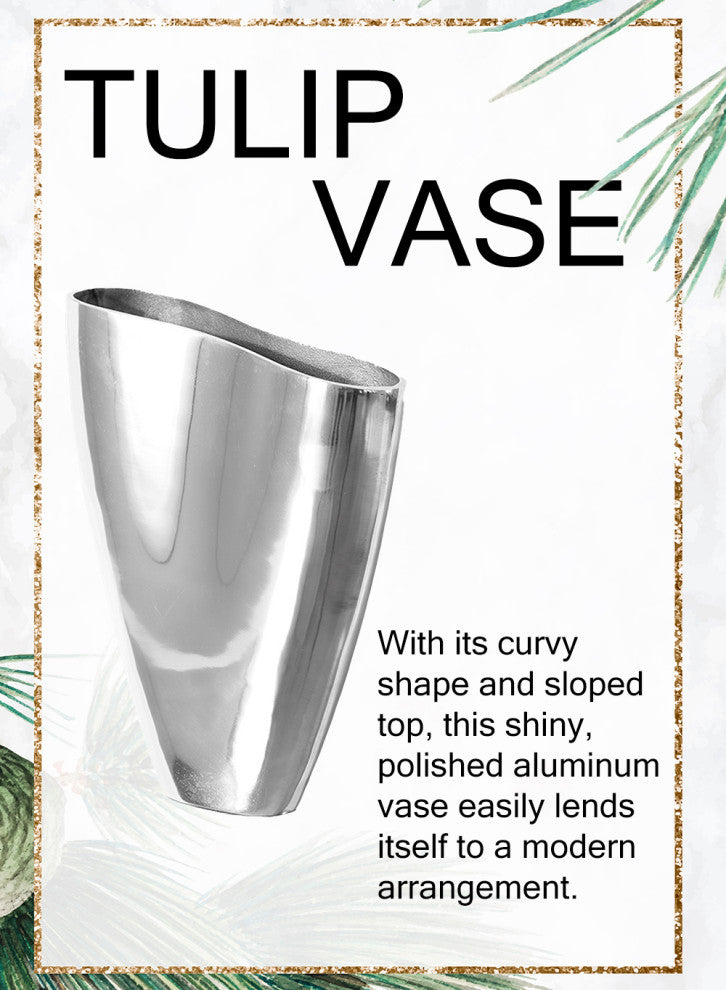 Serene Spaces Living Tulip Aluminum Vase, 3.5" Wide X 10" Long X 12" Tall