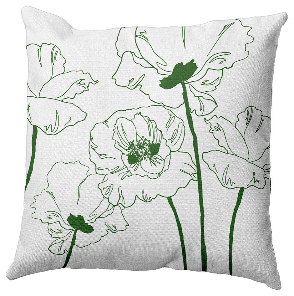 Popping Poppies Decorative Throw Pillow, Leaf, 16"x16"