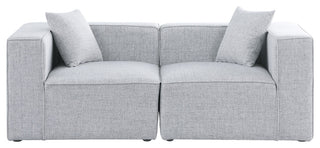 Cube Upholstered Modular Sofa, Gray, 2-Piece: 2 Corner Chair, Linen Texured Fabric