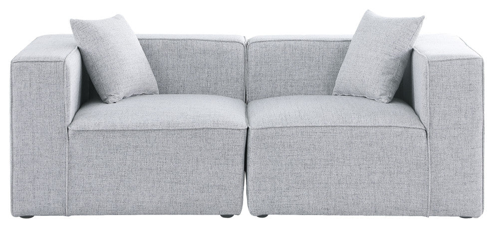 Cube Upholstered Modular Sofa, Gray, 2-Piece: 2 Corner Chair, Linen Texured Fabric