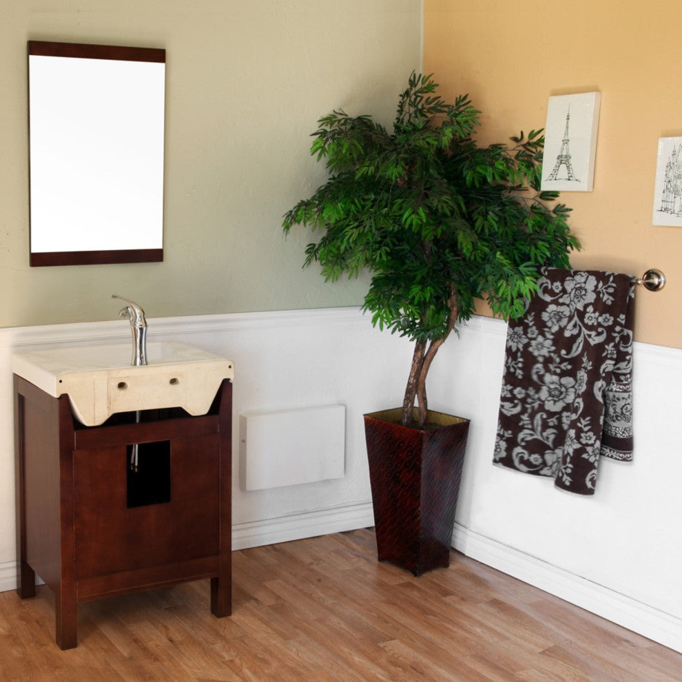 23.8" Single Sink Vanity-Wood-Dark Walnut