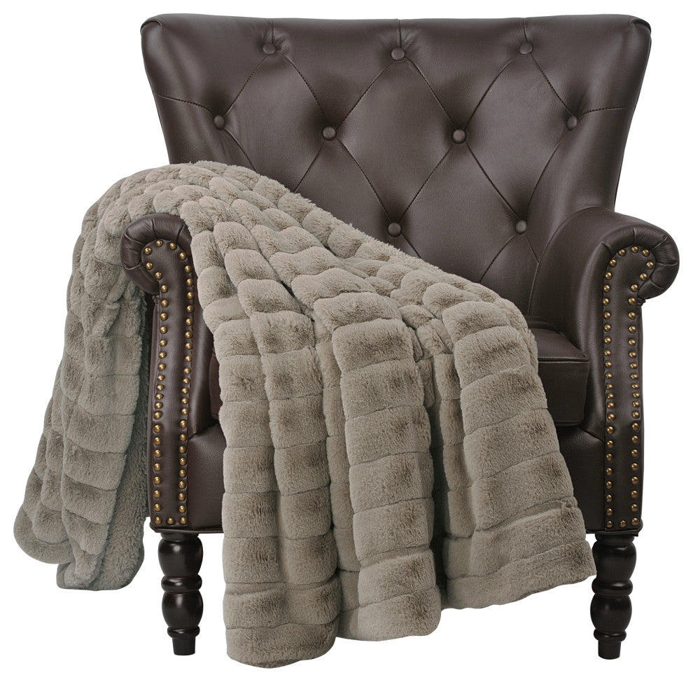 Warm Fuzzy Cozy Couch Soft Throw Blanket with Sherpa Backing - 60 x 80 Ribbed