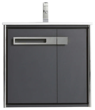 Oakville Wall Mount Bathroom Vanity, Onix Grey, 24", Chrome Hardware