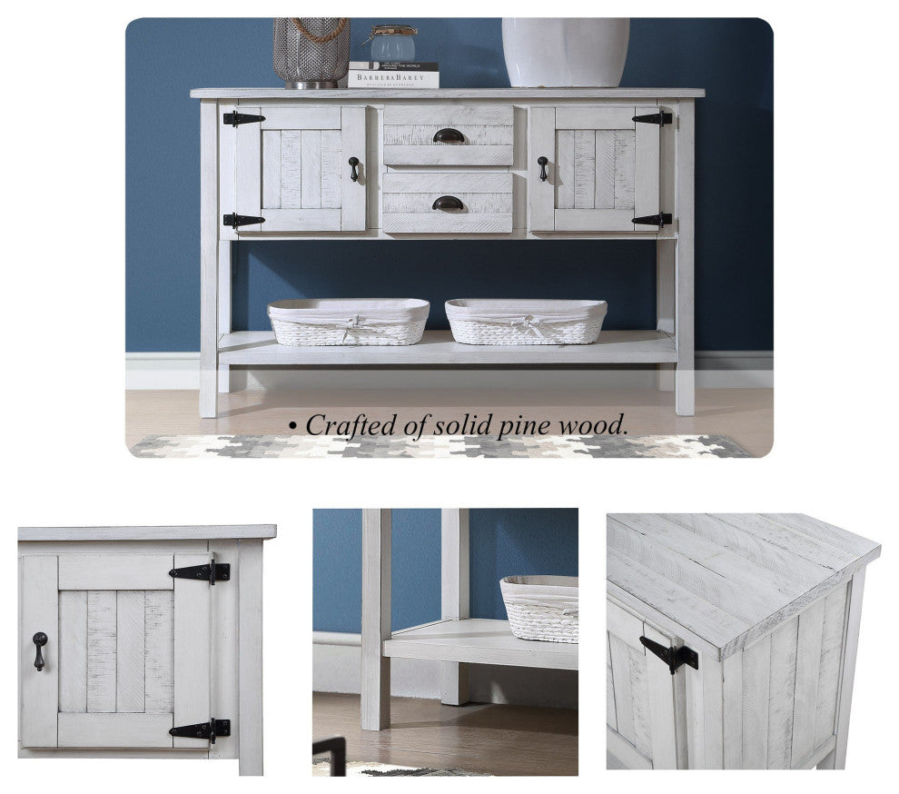 TATEUS 48'' Retro Style Dining Buffet Server Cabinet for Living Room and Kitchen, White
