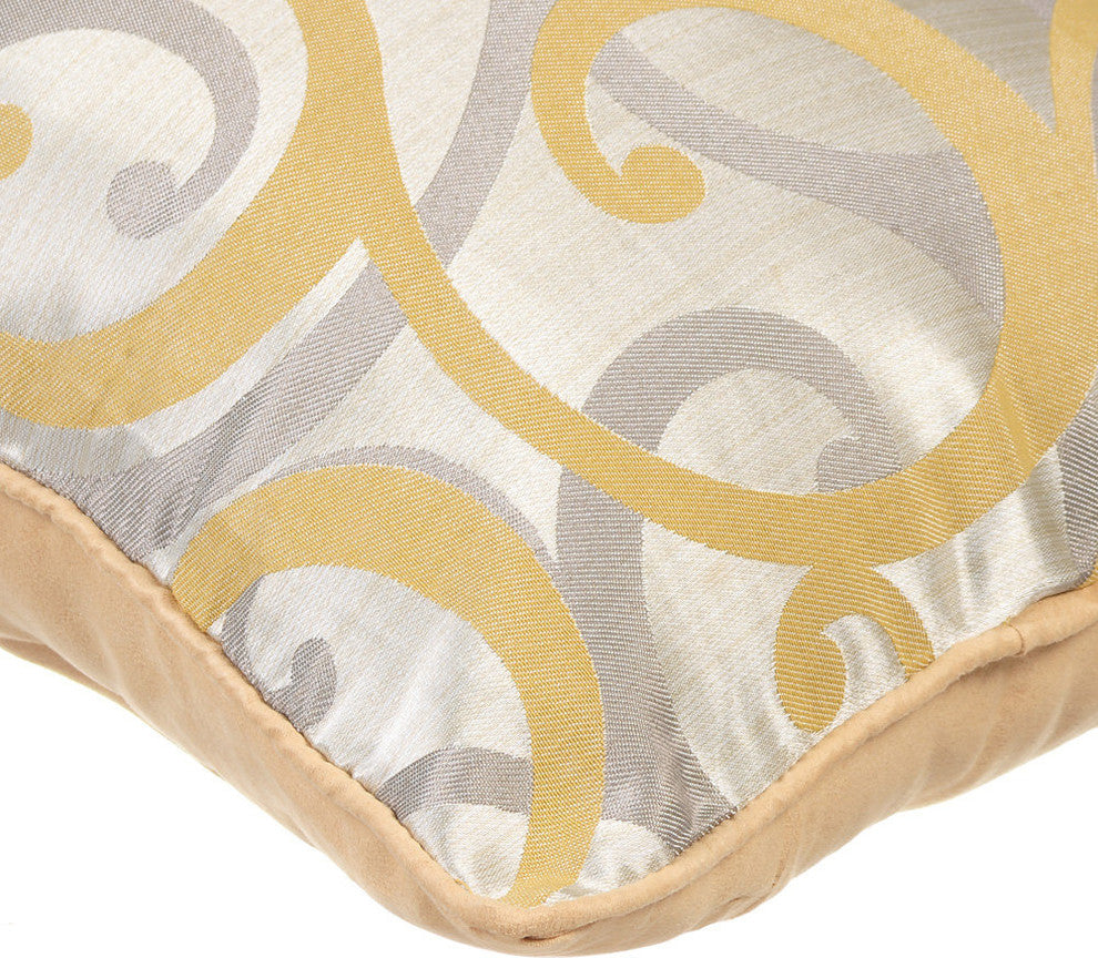 Yellow Decorative Pillow Covers 18"x18" Silk, Scrolling All The Way
