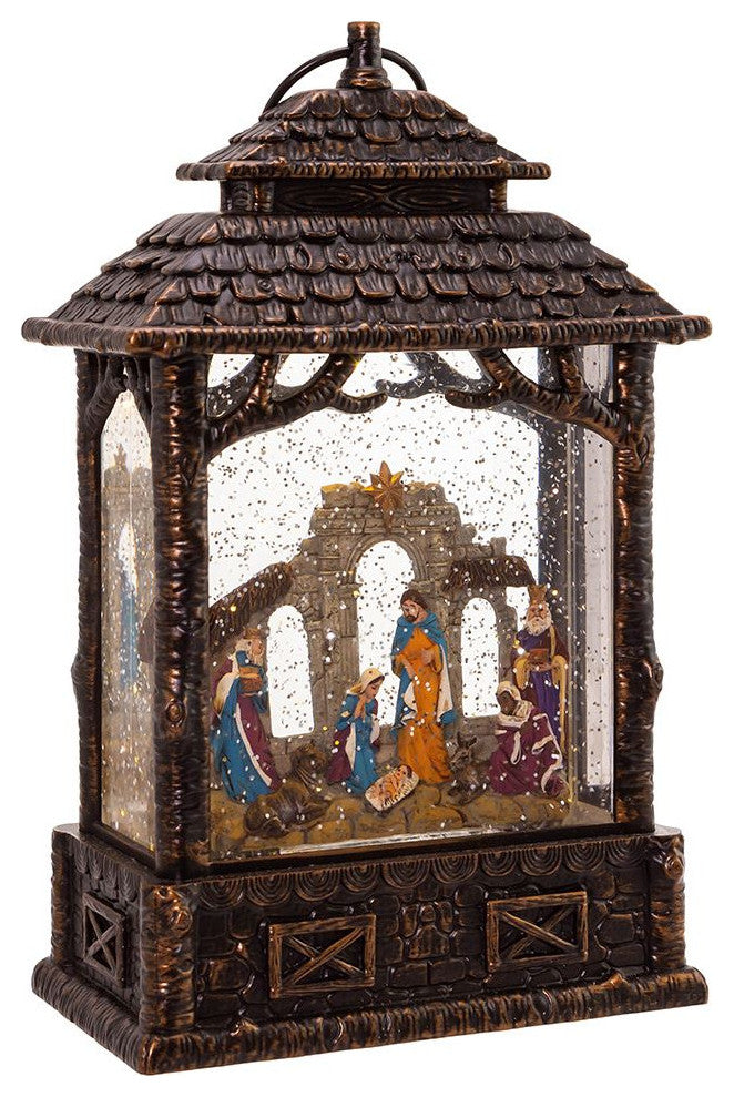 Kurt Adler 11" Battery-Operated LED Nativity Scene Water Lantern