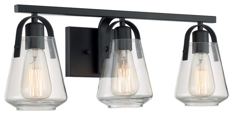 Skybridge Three Light Vanity, Matte Black