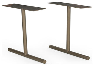 Brooks T Base Antique Brass Dining Table Base, Set Of 2